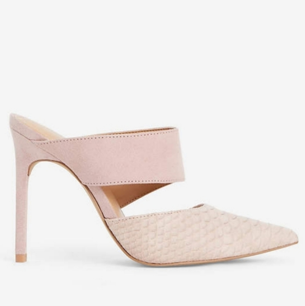 NEW! Express blush pink pointed mule heels size 8 - Picture 2 of 8